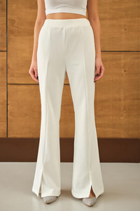 Ön Yırtmaçlı Scuba Pantolon Beyaz