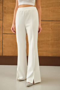 Ön Yırtmaçlı Scuba Pantolon Beyaz