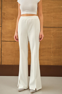 Ön Yırtmaçlı Scuba Pantolon Beyaz