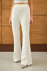 Ön Yırtmaçlı Scuba Pantolon Beyaz