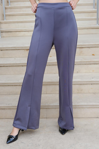 Ön Yırtmaçlı Scuba Pantolon Füme