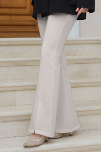 Ön Yırtmaçlı Scuba Pantolon Krem