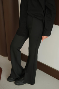 Ön Yırtmaçlı Scuba Pantolon Siyah