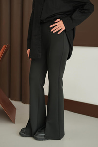 Ön Yırtmaçlı Scuba Pantolon Siyah