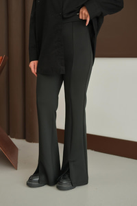 Ön Yırtmaçlı Scuba Pantolon Siyah