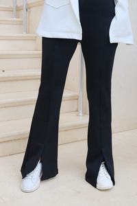 Ön Yırtmaçlı Scuba Pantolon Siyah