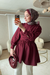 Önden Bağlamalı Bluz Bordo