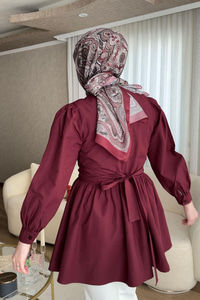 Önden Bağlamalı Bluz Bordo