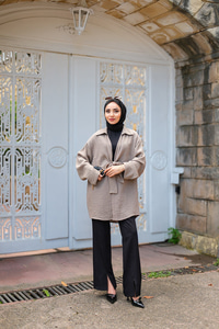 Önden Bağlamalı Ceket Gri