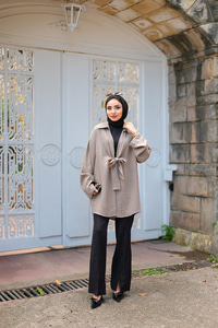 Önden Bağlamalı Ceket Gri