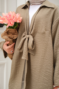 Önden Bağlamalı Ceket Haki Yeşil