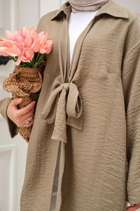 Önden Bağlamalı Ceket Haki Yeşil