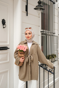 Önden Bağlamalı Ceket Haki Yeşil