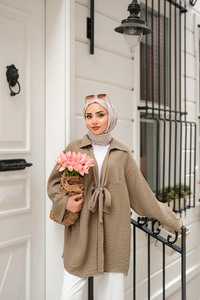 Önden Bağlamalı Ceket Haki Yeşil