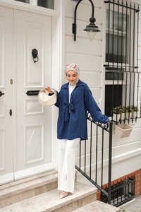 Önden Bağlamalı Ceket Lacivert