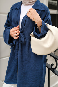 Önden Bağlamalı Ceket Lacivert