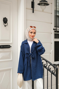 Önden Bağlamalı Ceket Lacivert