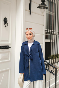 Önden Bağlamalı Ceket Lacivert