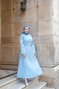 Önden Bağlamalı Elbise Bebe Mavi