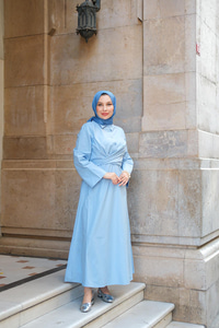 Önden Bağlamalı Elbise Bebe Mavi