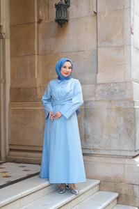 Önden Bağlamalı Elbise Bebe Mavi