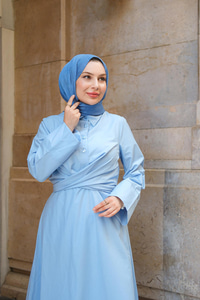 Önden Bağlamalı Elbise Bebe Mavi