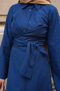 Önden Bağlamalı Elbise Lacivert