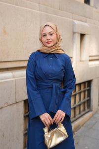 Önden Bağlamalı Elbise Lacivert