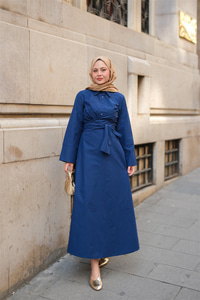 Önden Bağlamalı Elbise Lacivert