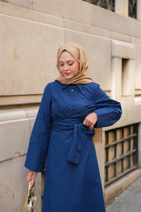 Önden Bağlamalı Elbise Lacivert