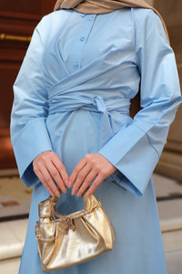 Önden Bağlamalı Elbise Mavi