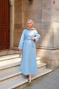 Önden Bağlamalı Elbise Mavi