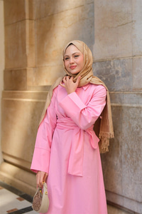 Önden Bağlamalı Elbise Pembe
