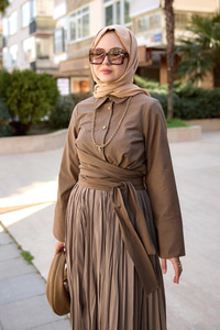 Önden Bağlamalı Gömlek Kahverengi