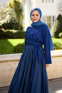 Önden Bağlamalı Gömlek Lacivert