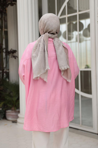 Önden Bağlamalı Salaş Gömlek Pembe