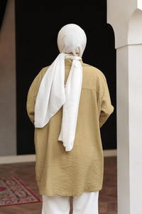 Önden Bağlamalı Salaş Gömlek Yağ Yeşil