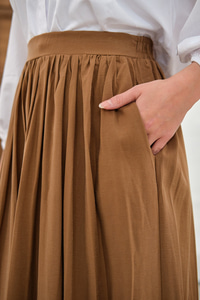 Önden Büzgülü Çift Cepli Etek Camel