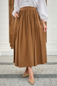 Önden Büzgülü Çift Cepli Etek Camel