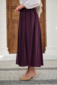 Önden Büzgülü Çift Cepli Etek Mürdüm