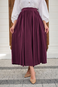 Önden Büzgülü Çift Cepli Etek Mürdüm