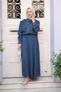 Önden Fırfır Detaylı İkili Takım Lacivert