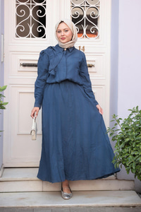 Önden Fırfır Detaylı İkili Takım Lacivert