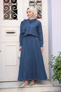 Önden Fırfır Detaylı İkili Takım Lacivert