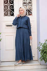 Önden Fırfır Detaylı İkili Takım Lacivert