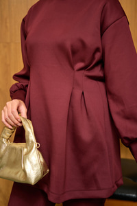 Önden Pileli Takım Bordo