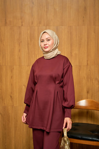 Önden Pileli Takım Bordo