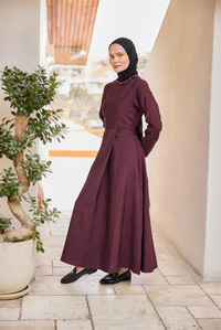 Önü Alerli Cupra Elbise Bordo