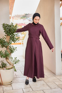 Önü Alerli Cupra Elbise Bordo