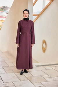 Önü Alerli Cupra Elbise Bordo